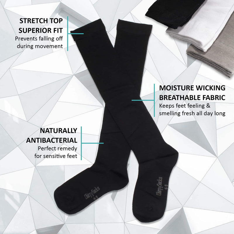 women's bamboo knee high tights spandex socks black white gray benefits