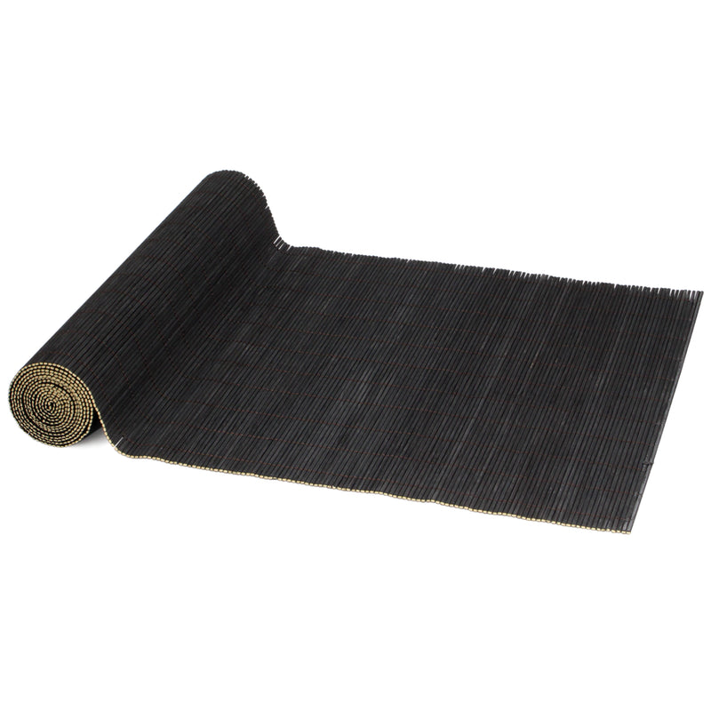 bamboo matchstick style table runner black rolled up