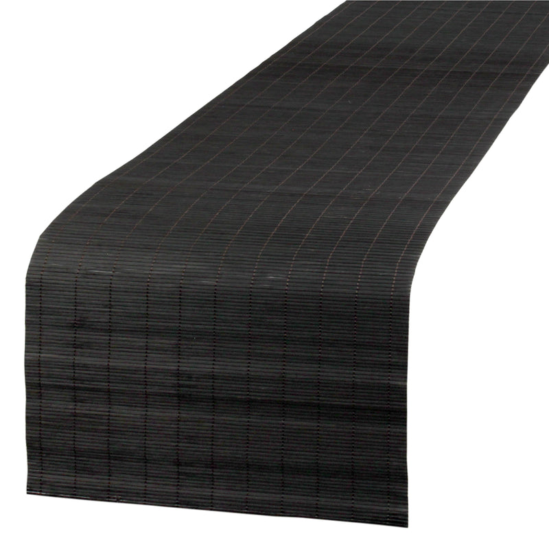 bamboo matchstick style table runner rolled out black