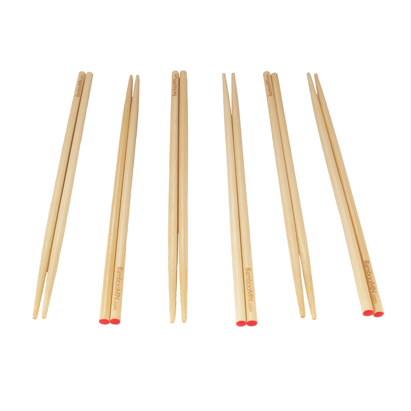 red dot bamboo chopsticks 10"
