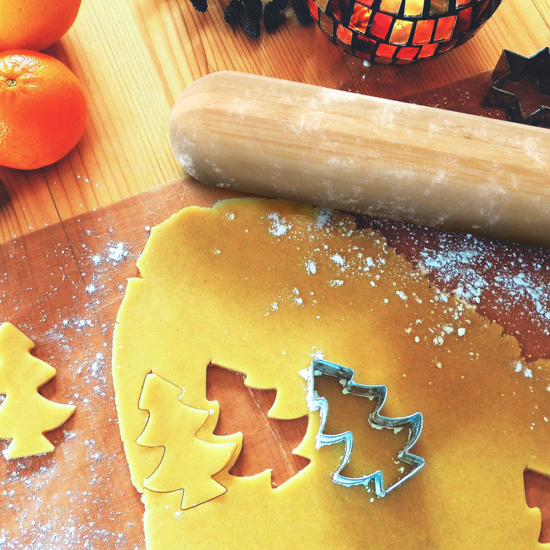 bamboo rolling pin christmas cookies