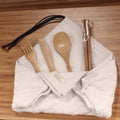 bamboo travel utensils wash cloth set heather grey