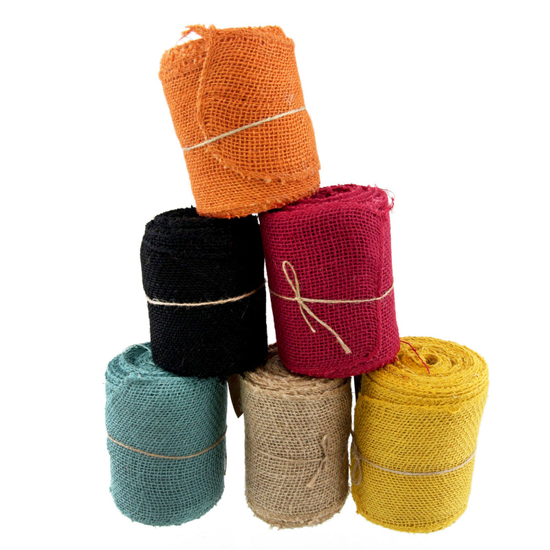 5.5" Inch wide Burlap Fabric Craft Ribbon Roll- 10 Yards - Hemp Jute - 12 Color Options great for decorations