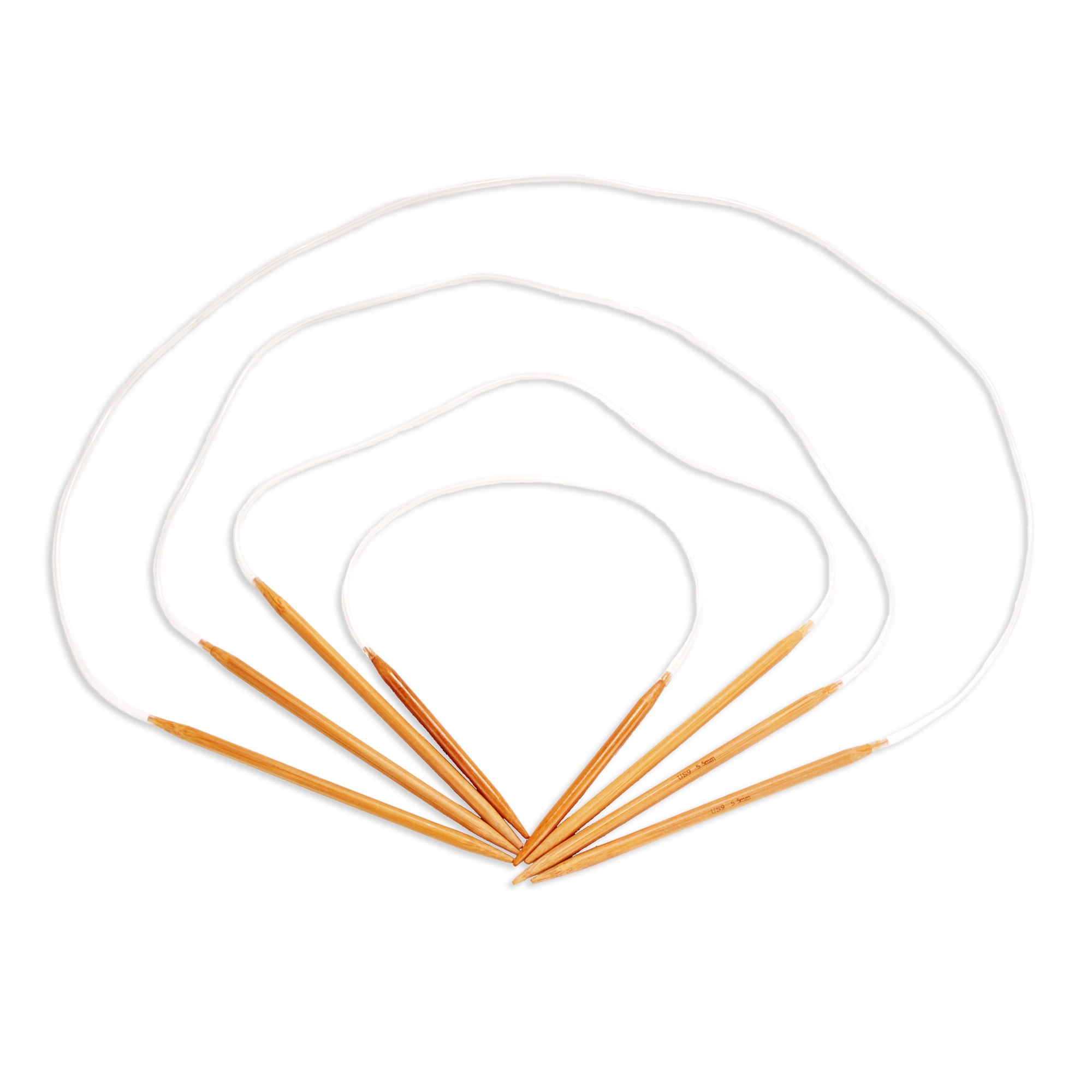 Circular Bamboo Knitting Needles Set: 4 Lengths/Size
