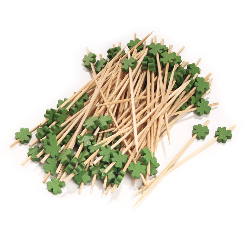clover shamrock bamboo picks skewer pack