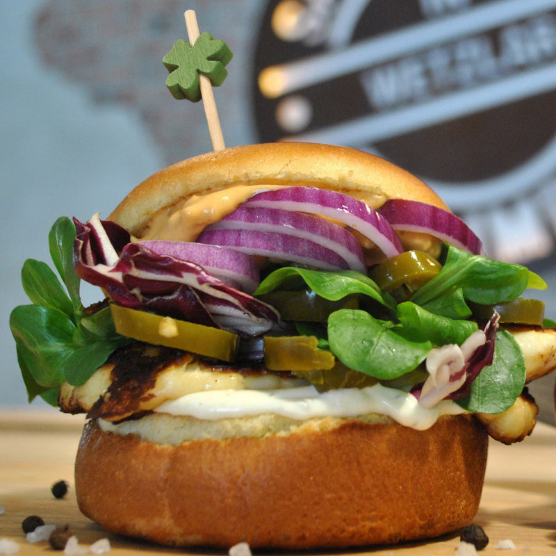 clover shamrock bamboo picks skewer burger hamburger sandwich