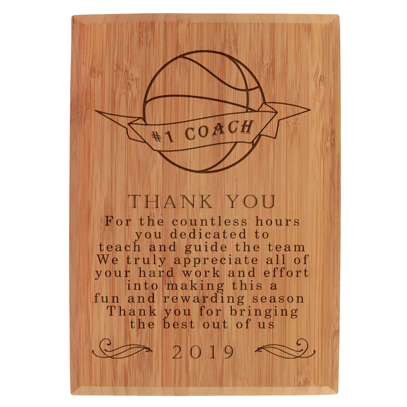 custom engraved thank you coal plaque basketball