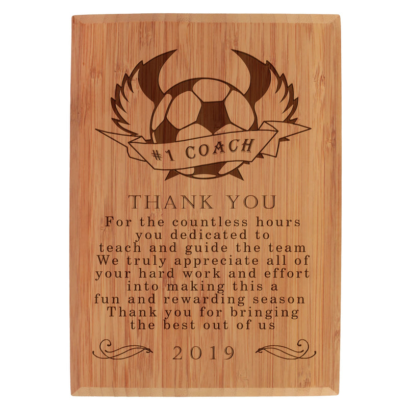 custom engraved thank you coal plaque soccer