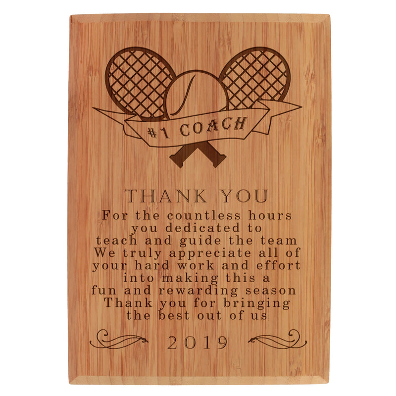 custom engraved thank you coal plaque tennis