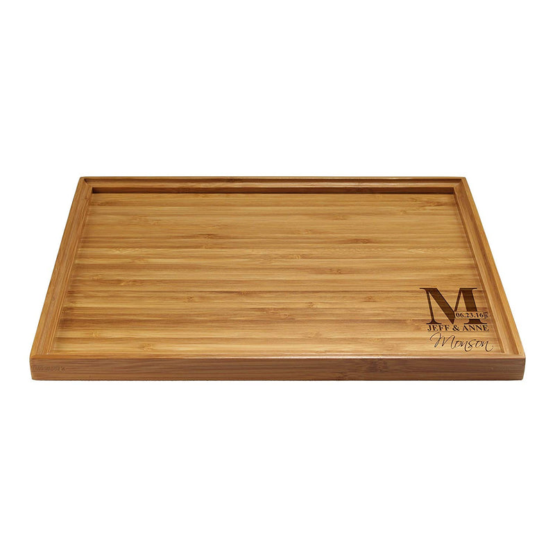 Engraved Serving Tray Family Names & Letter 11" x 8.9" x 0.6" Square Edges