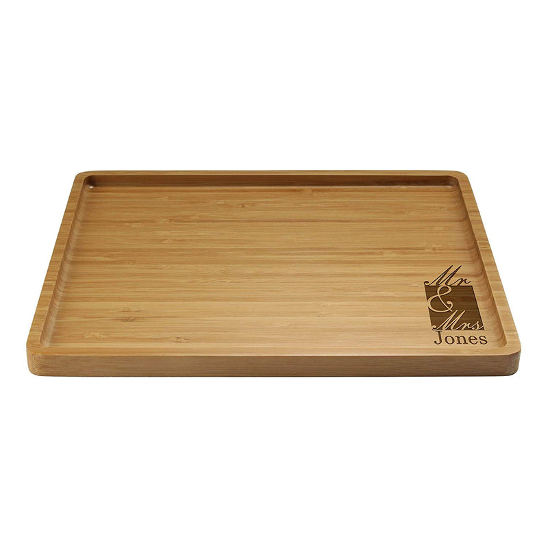 Engraved Serving Tray Mr & Mrs Square 11" x 8.9" x 0.6" Rounded Edges