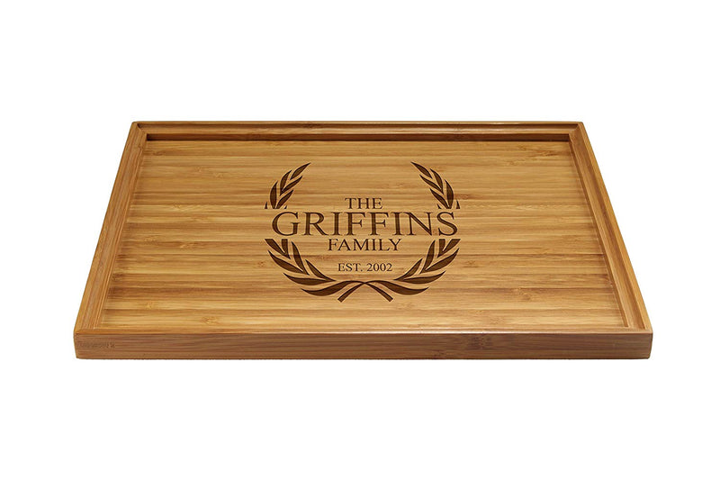 Engraved Serving Tray Family Laurel 11" x 8.9" x 0.6" Square Edges