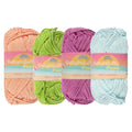 group of 4 yarn side by side of likewise colors (tropical) 