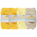 group of 4 yarn side by side of likewise colors (yellow) 