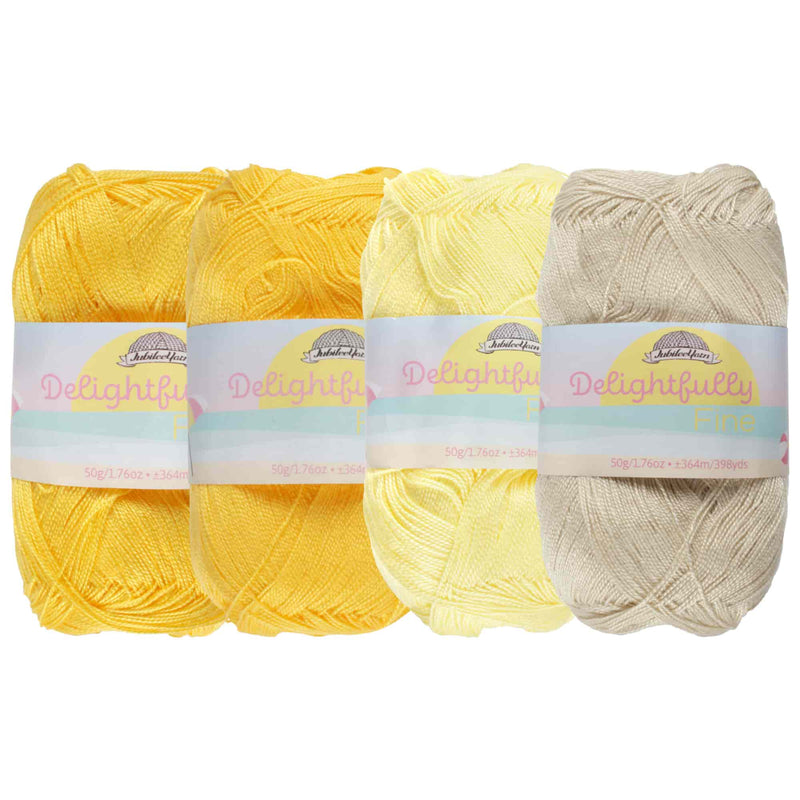 group of 4 yarn side by side of likewise colors (yellow) 