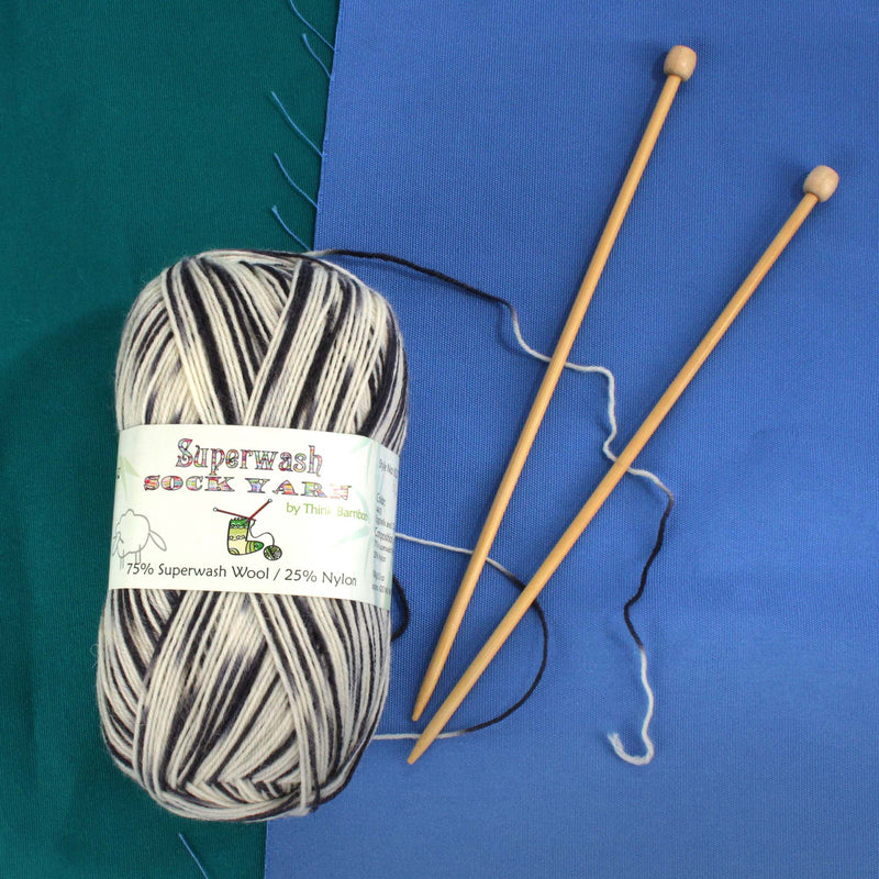 yarn with knitting needle