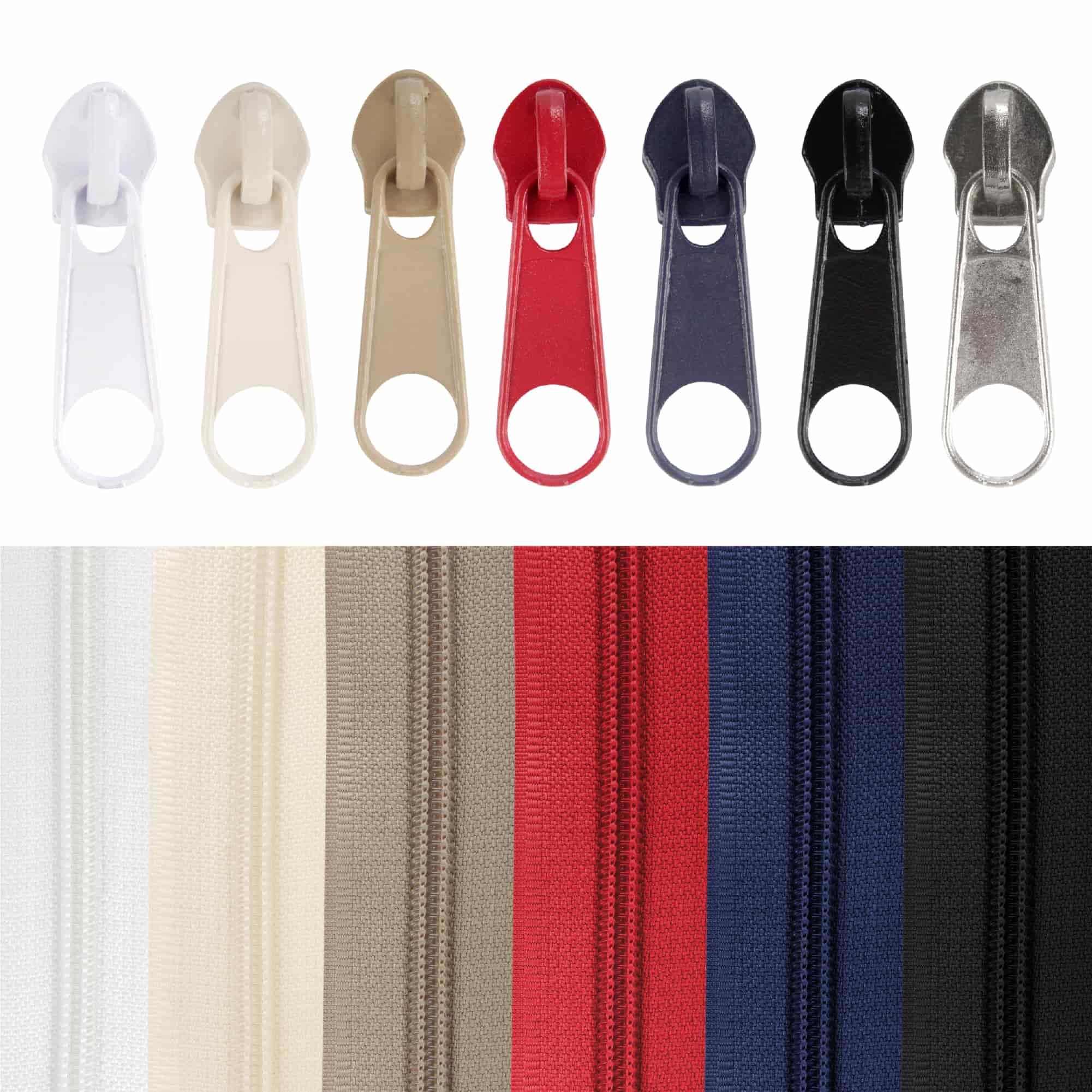 Nylon Coil Zipper Tape with Metal Non-Locking Pulls