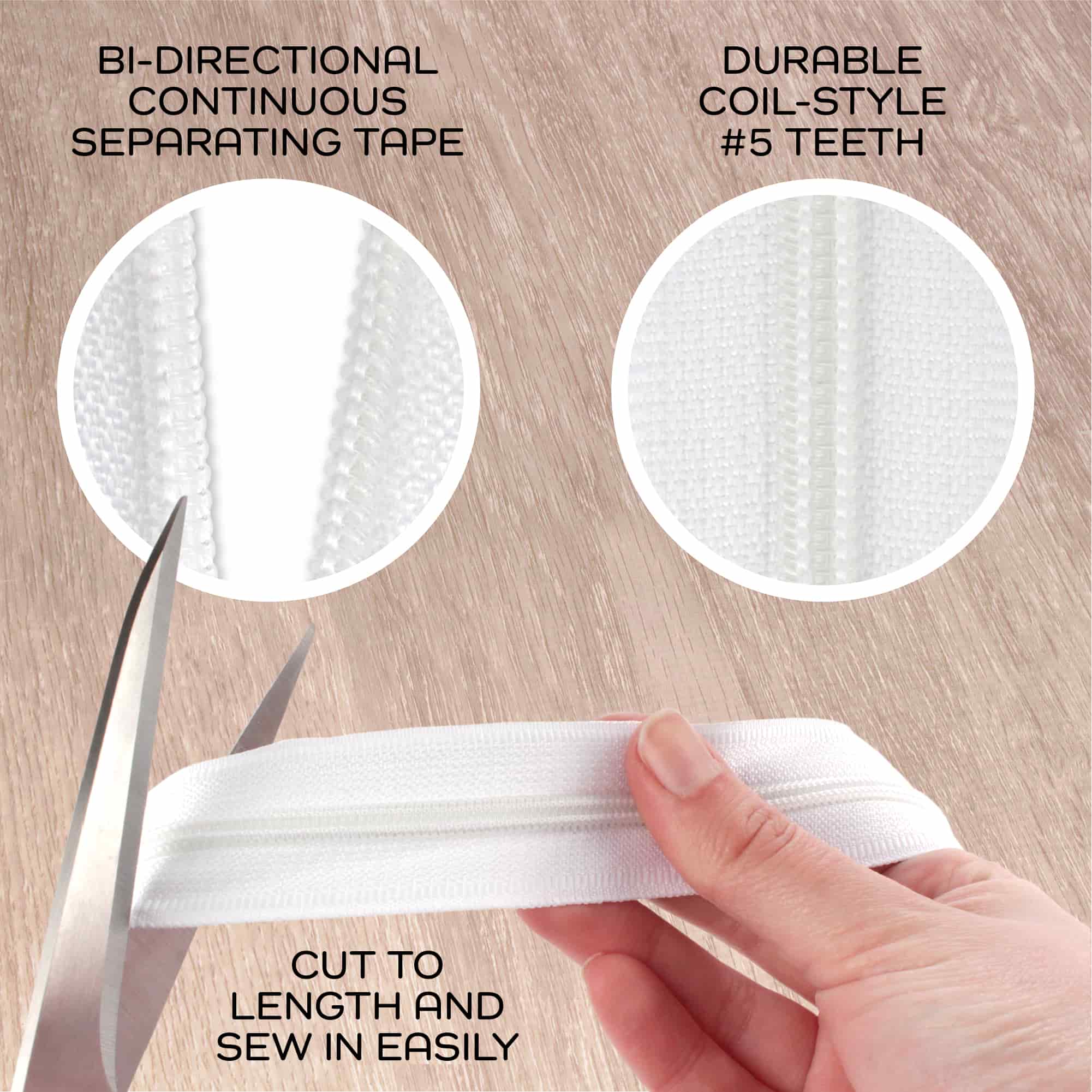 Nylon Coil Zipper Tape with Metal Non-Locking Pulls