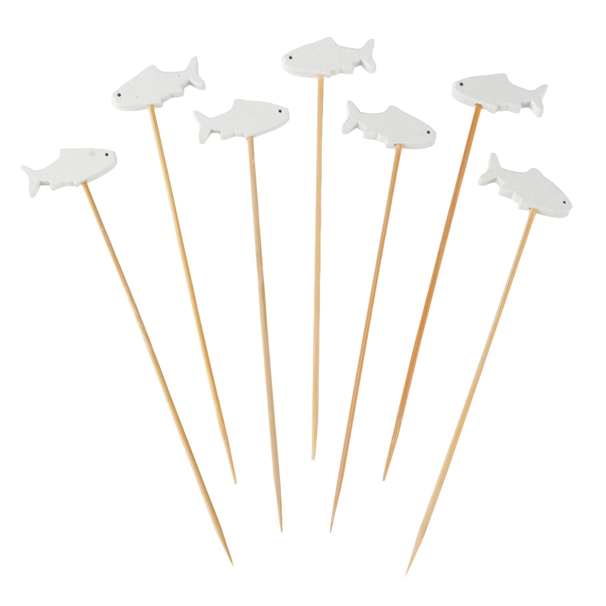 White Fish Bamboo Food Picks
