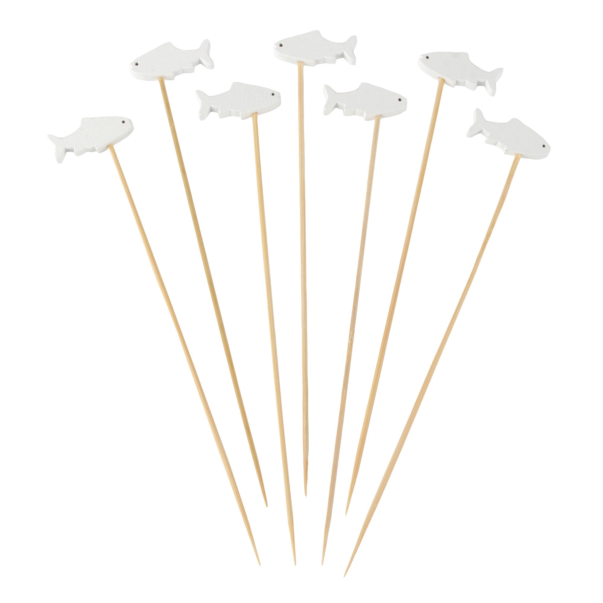 White Fish Bamboo Food Picks