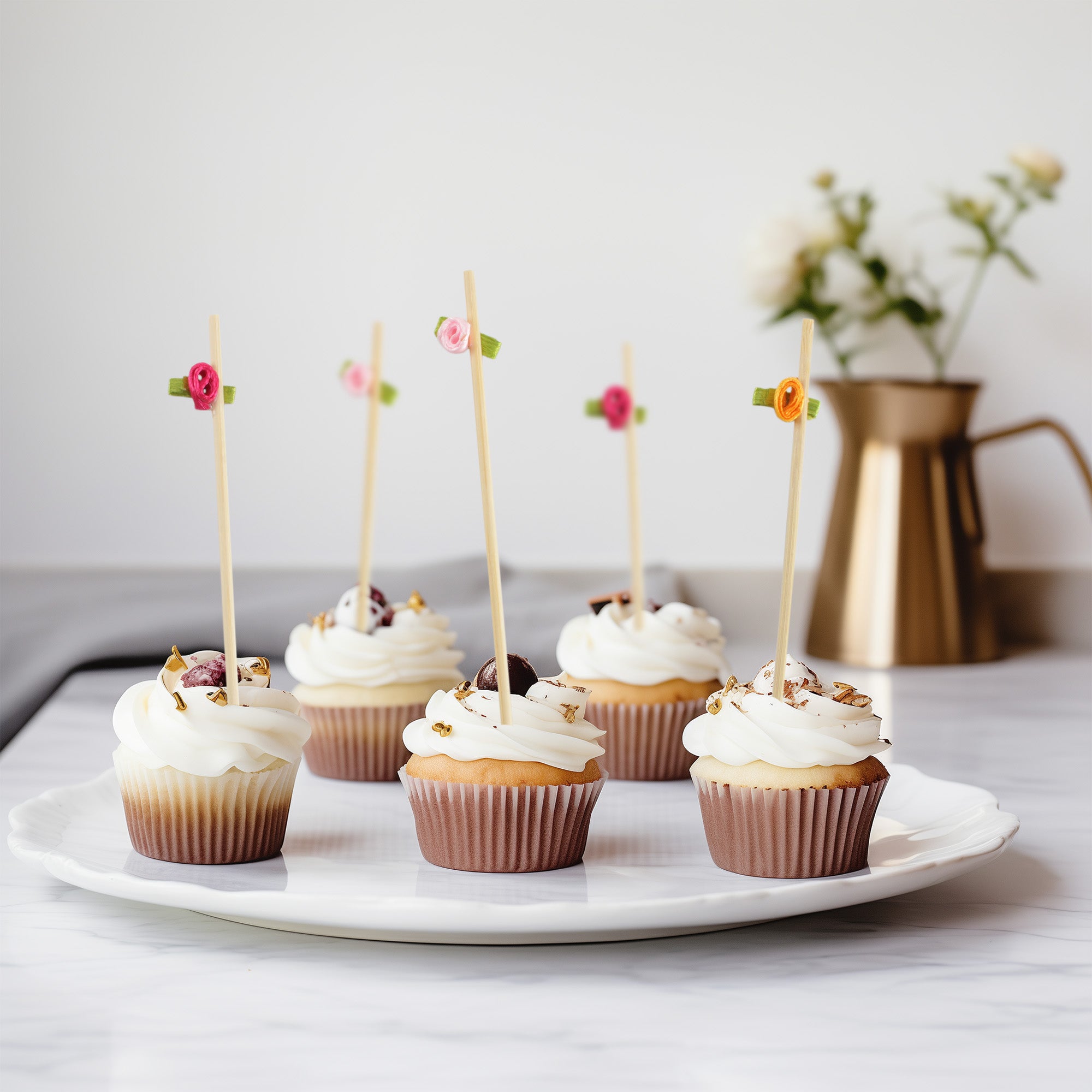 Fancy Flower Bamboo Food Picks