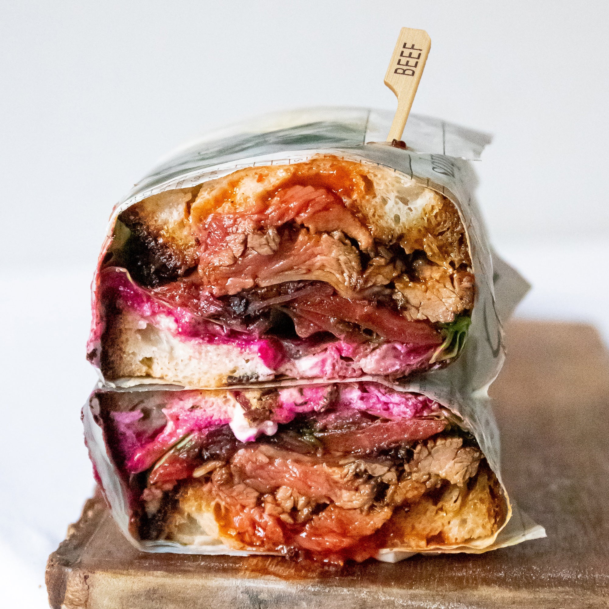 beef label bamboo paddle picks full sandwich