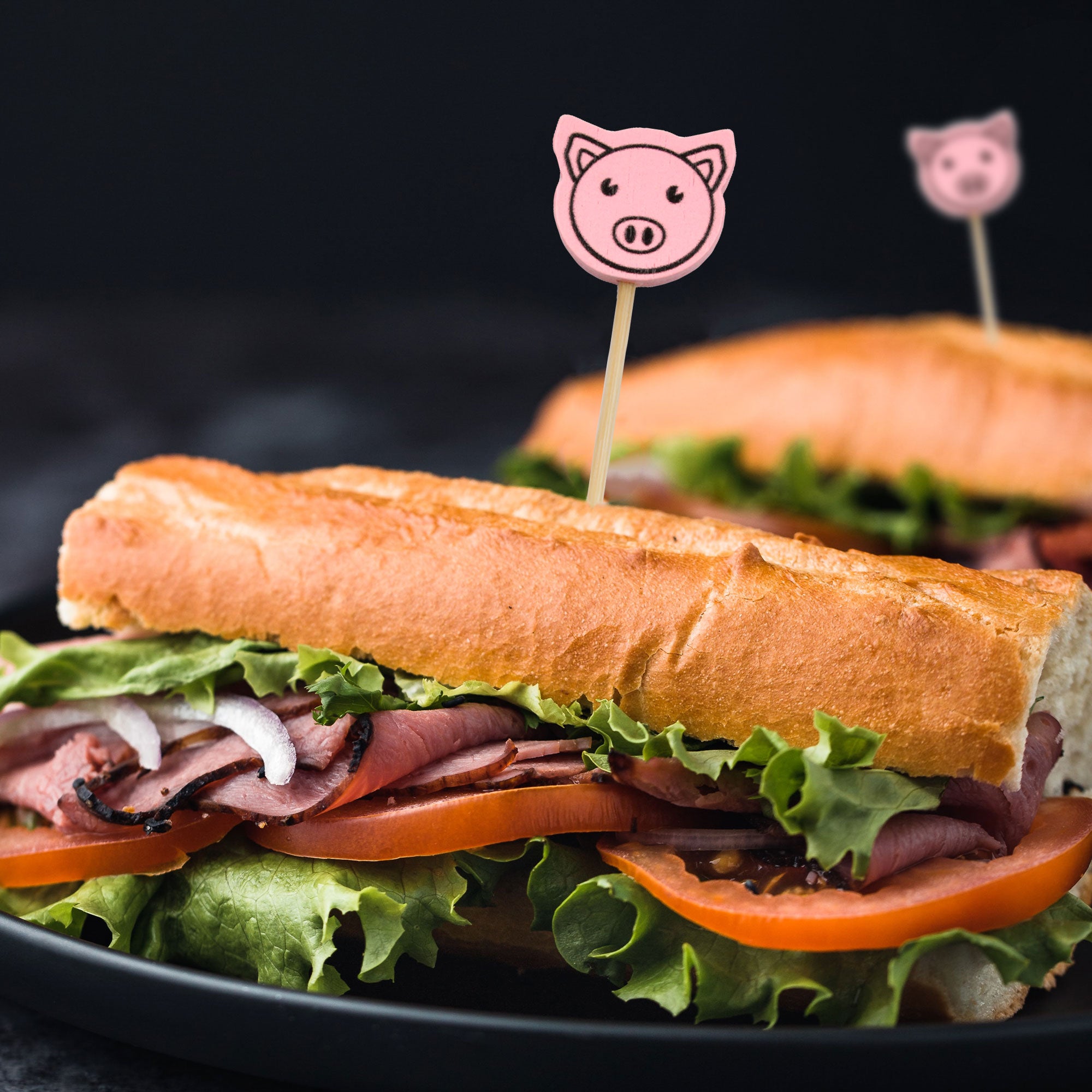 Pink Pig Bamboo Food Picks