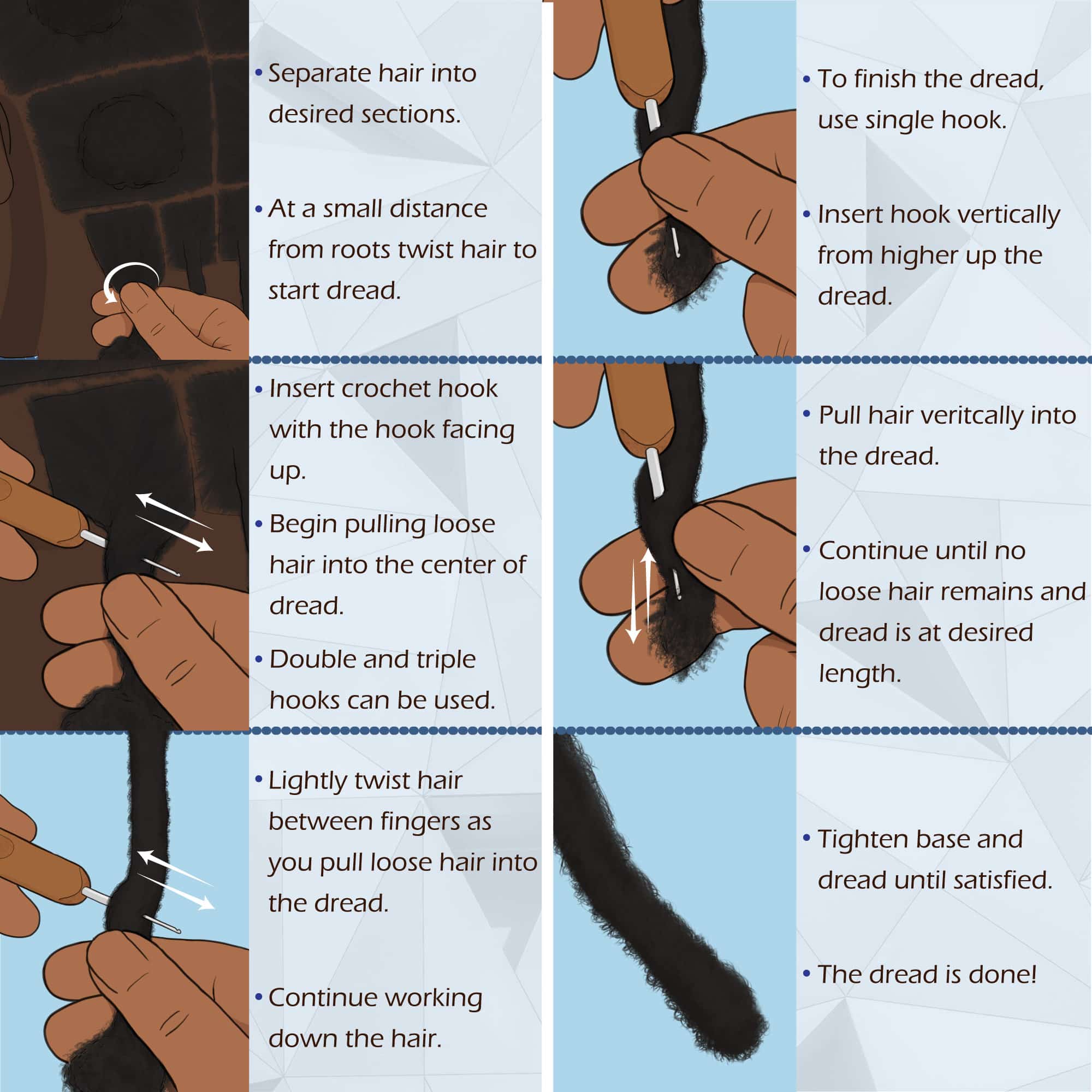 dreadlock crochet hooks how to