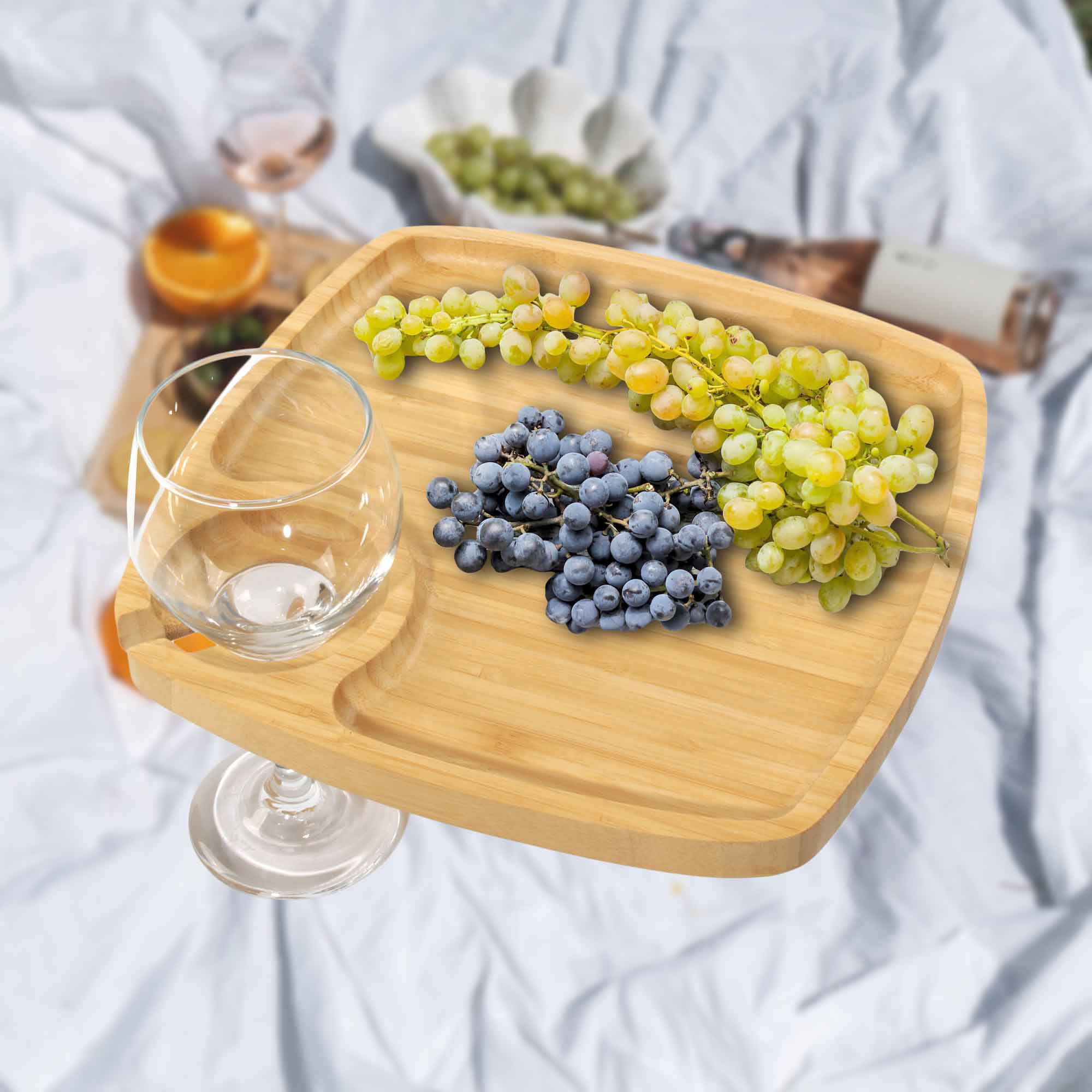 Reusable Bamboo Wine Glass Holder Plates