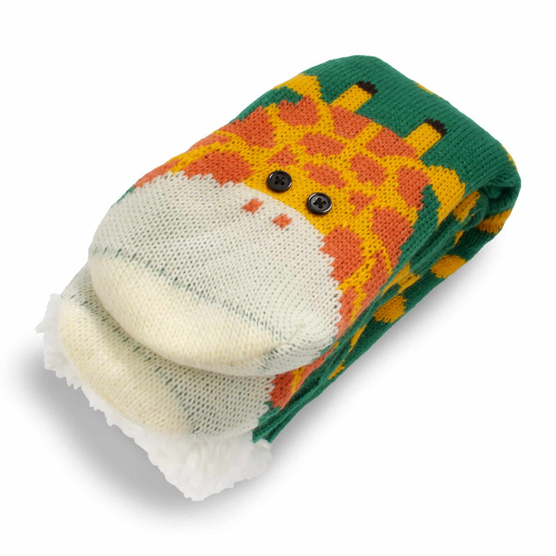Extra Thick Fuzzy Thermal Fleece-lined Knitted Non-skid Animal Crew Socks giraffe