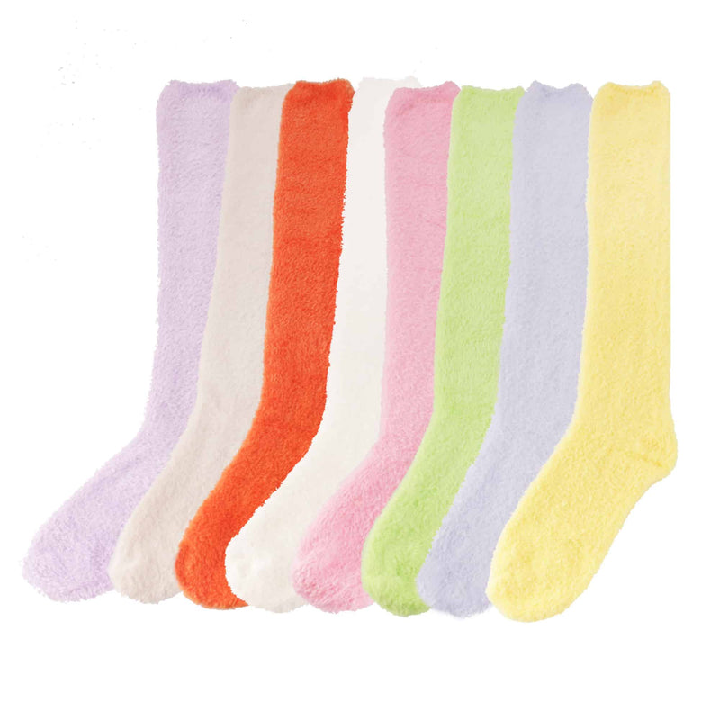 Women's Fuzzy Pastel Colored Knee High Socks