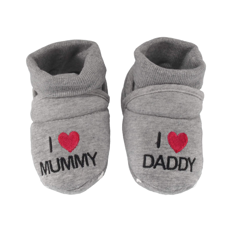 grey mummy daddy baby slippers