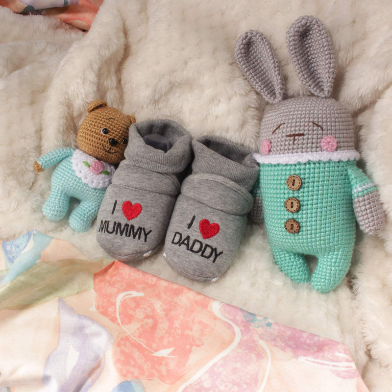 grey baby infant slippers lifestyle