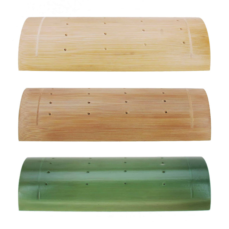 BambooMN Half Cut Bamboo Tube Skewer Stands available in 3 colors - carbonized brown, green, and natural bamboo