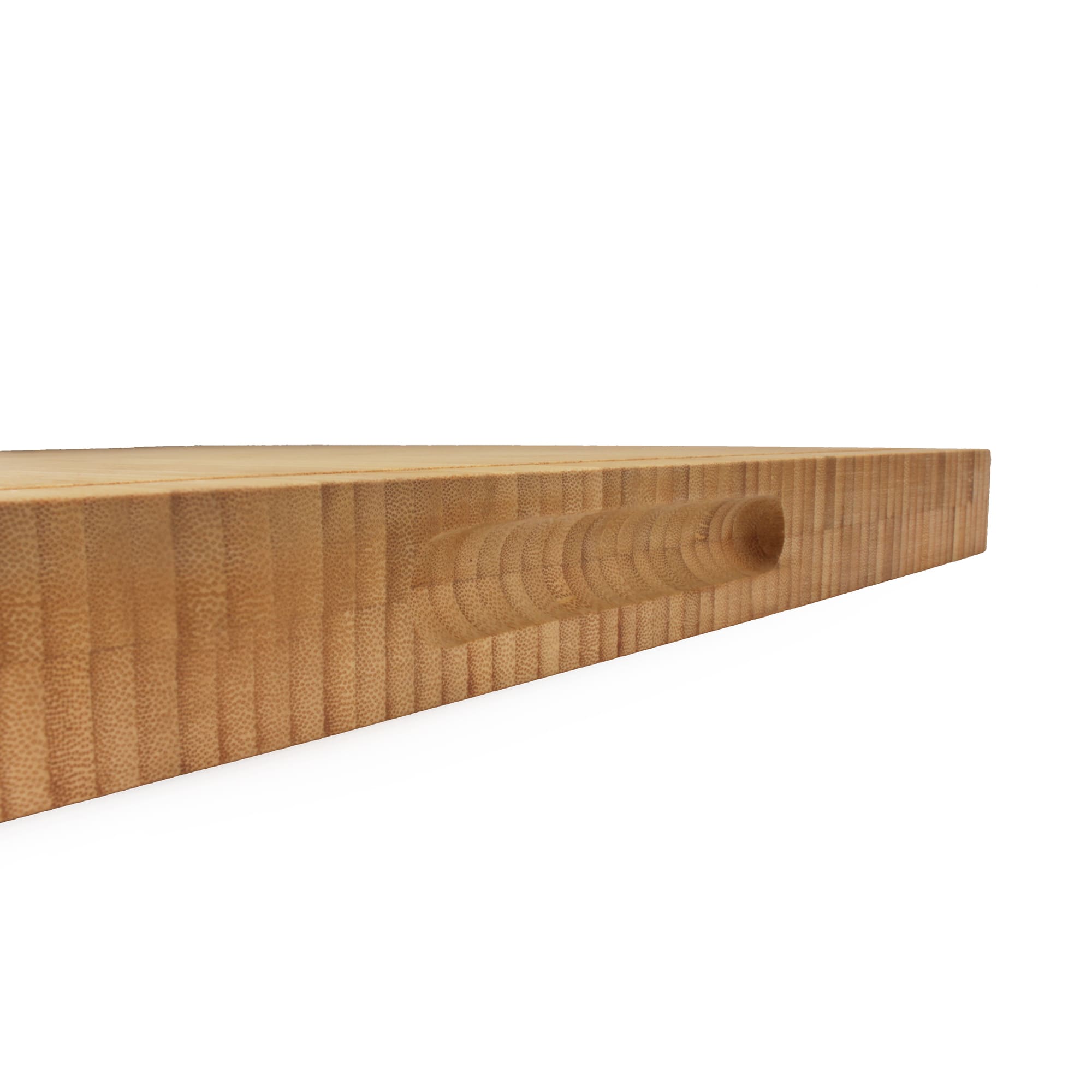 Thick Heavy Duty Bamboo Cutting Board Carbonized Brown Grooved Side Handle