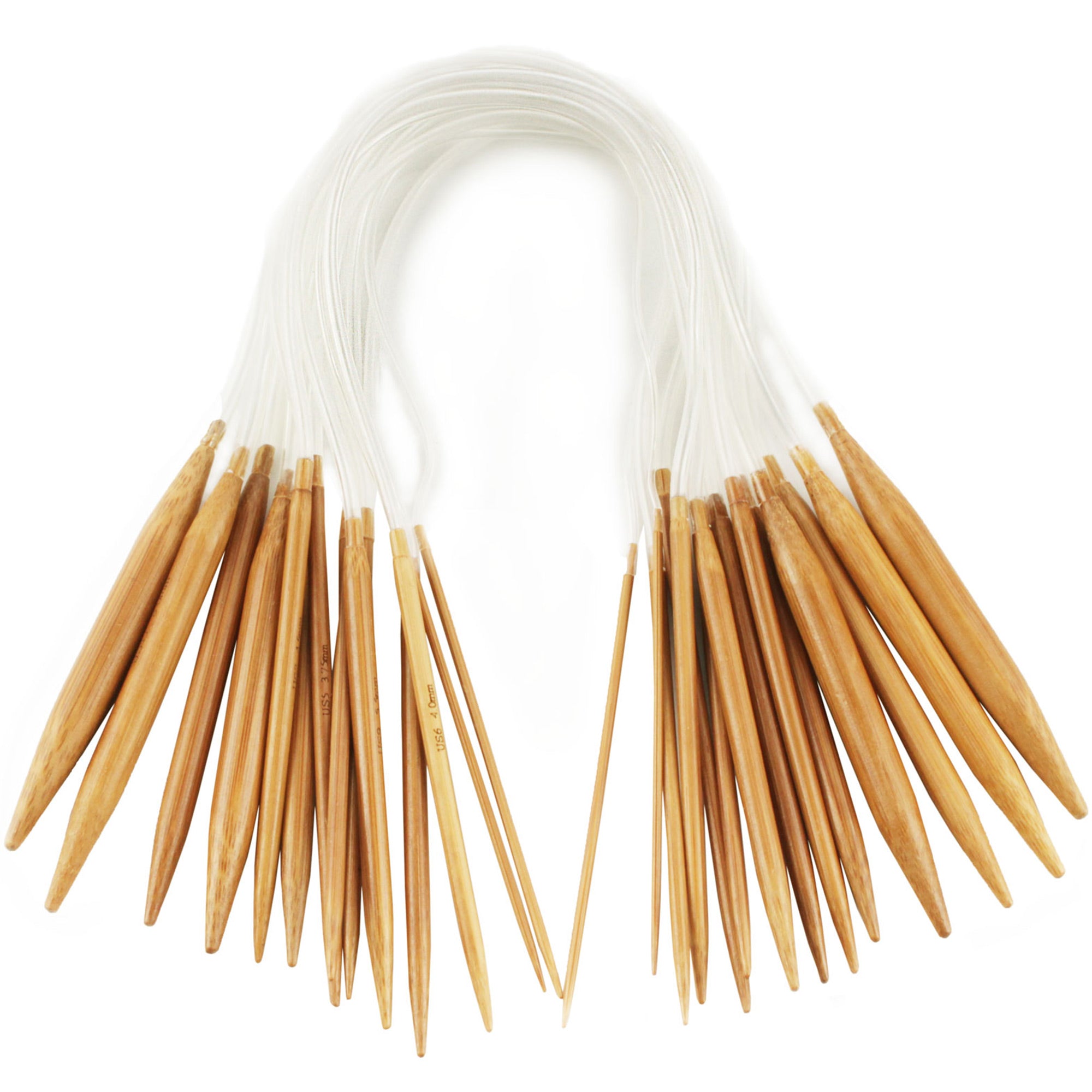 15　Needles　JubileeYarn　Knitting　Set:　Circular　Bamboo　Sizes/Length