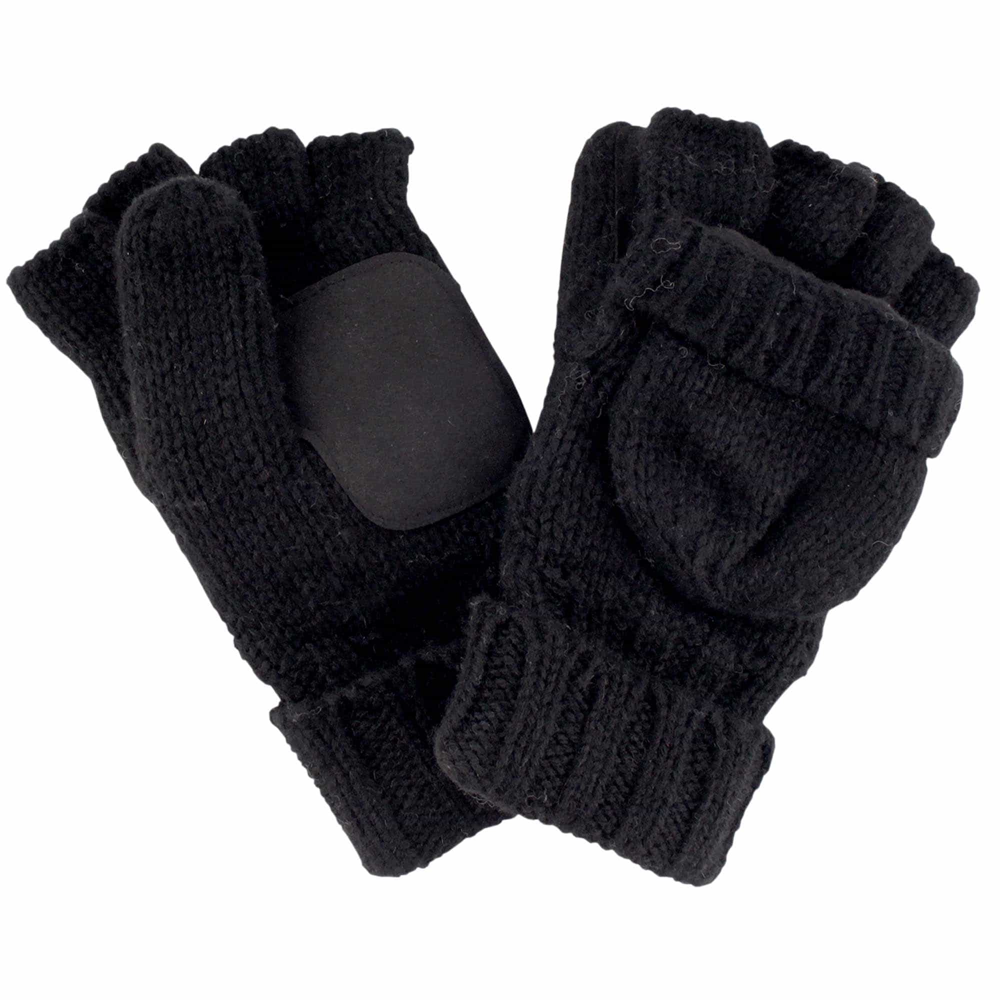 Knitted Winter Mittens Fingerless Convertible Half Glove Combo