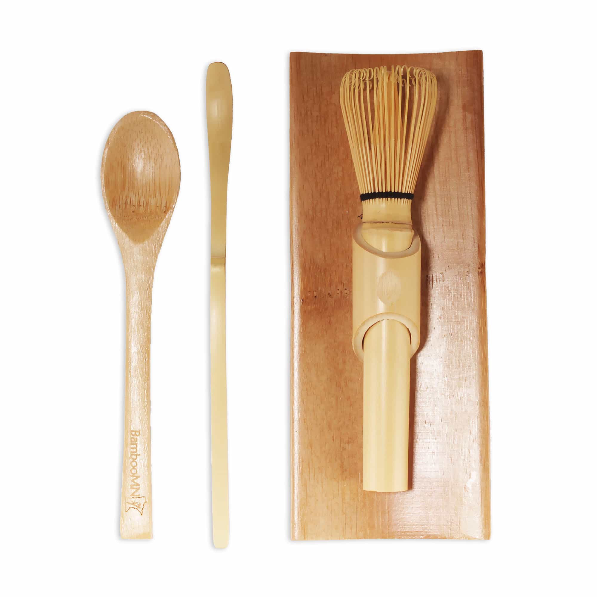 long handle skinny golden tea whisk, spoon, chashaku