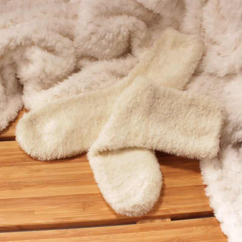 White Men's Fuzzy Featherlight Socks Feel as soft as they look