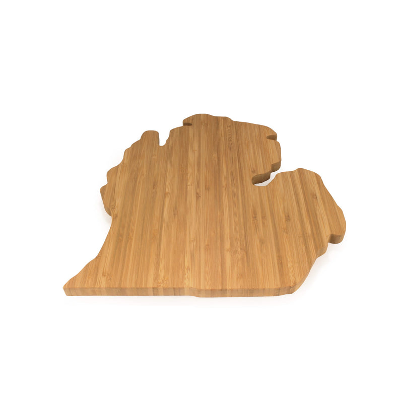 michigan state silhouette bamboo cutting board side