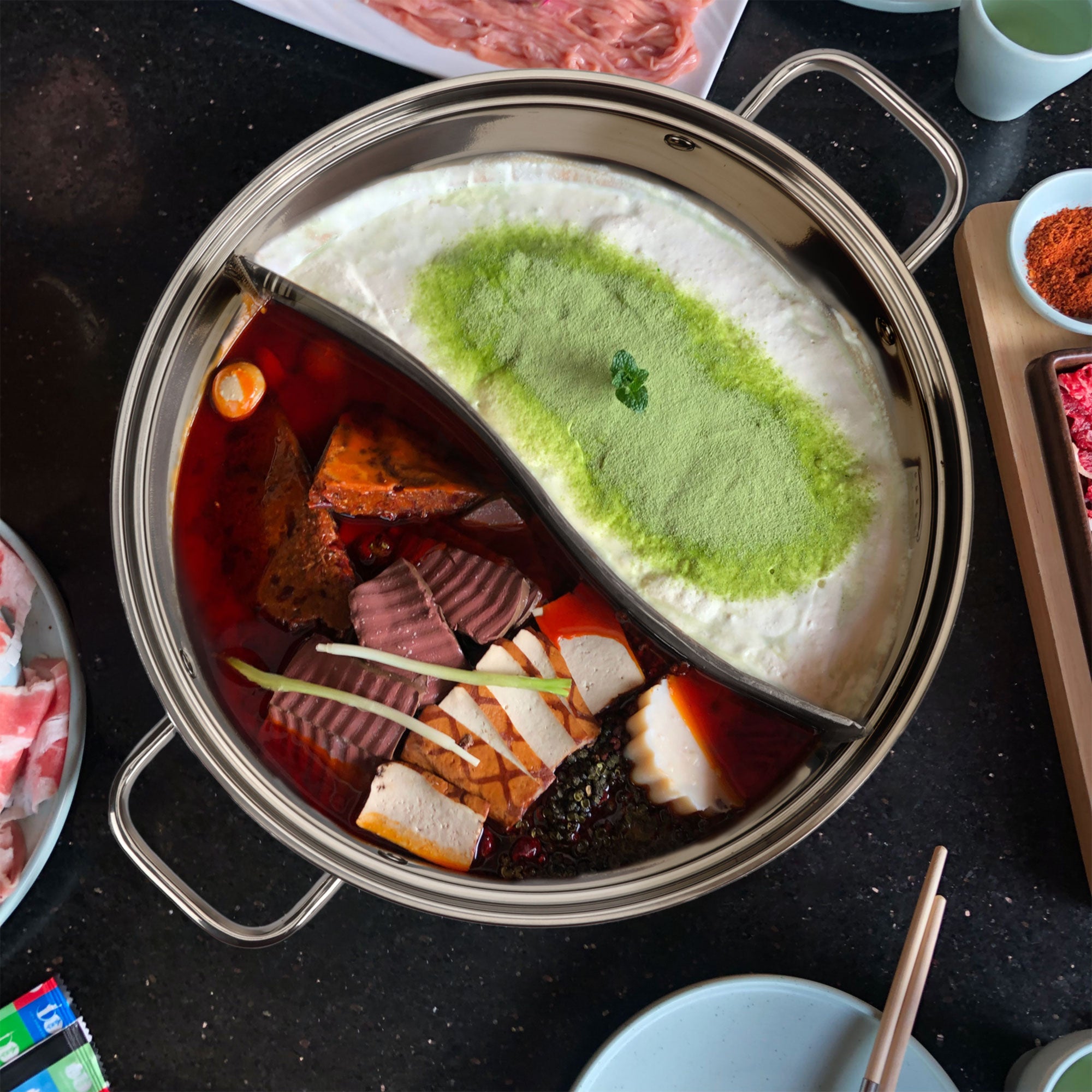 pot with food on table