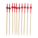 red dipped bamboo ball picks 3.9"