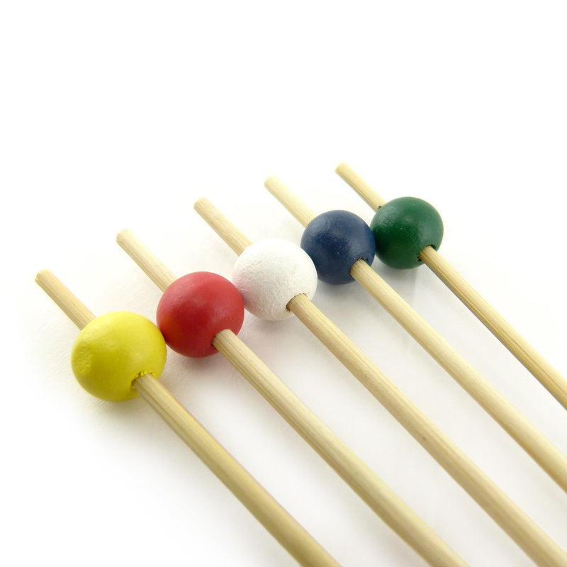 bamboo ball picks colors assorted tops 4.7"