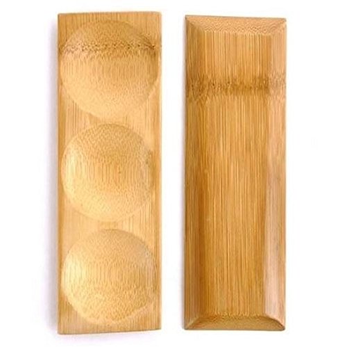 Multicompartment Indented Small Solid Bamboo Dishes - 7 inch x 2.4 inch