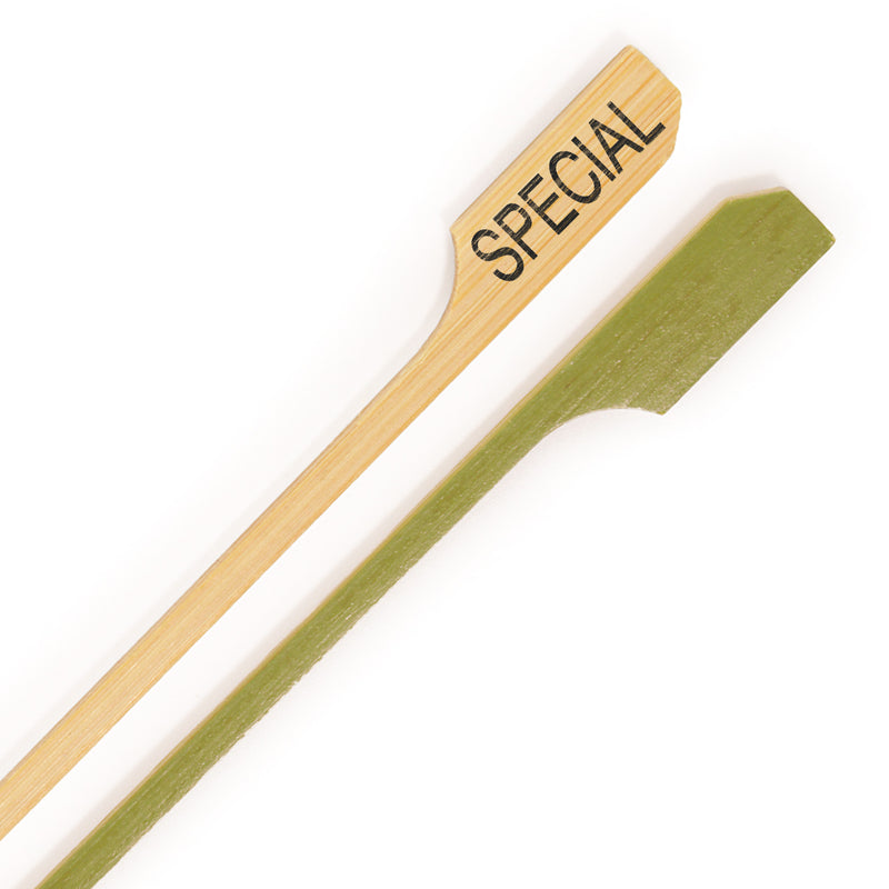special label bamboo paddle picks top