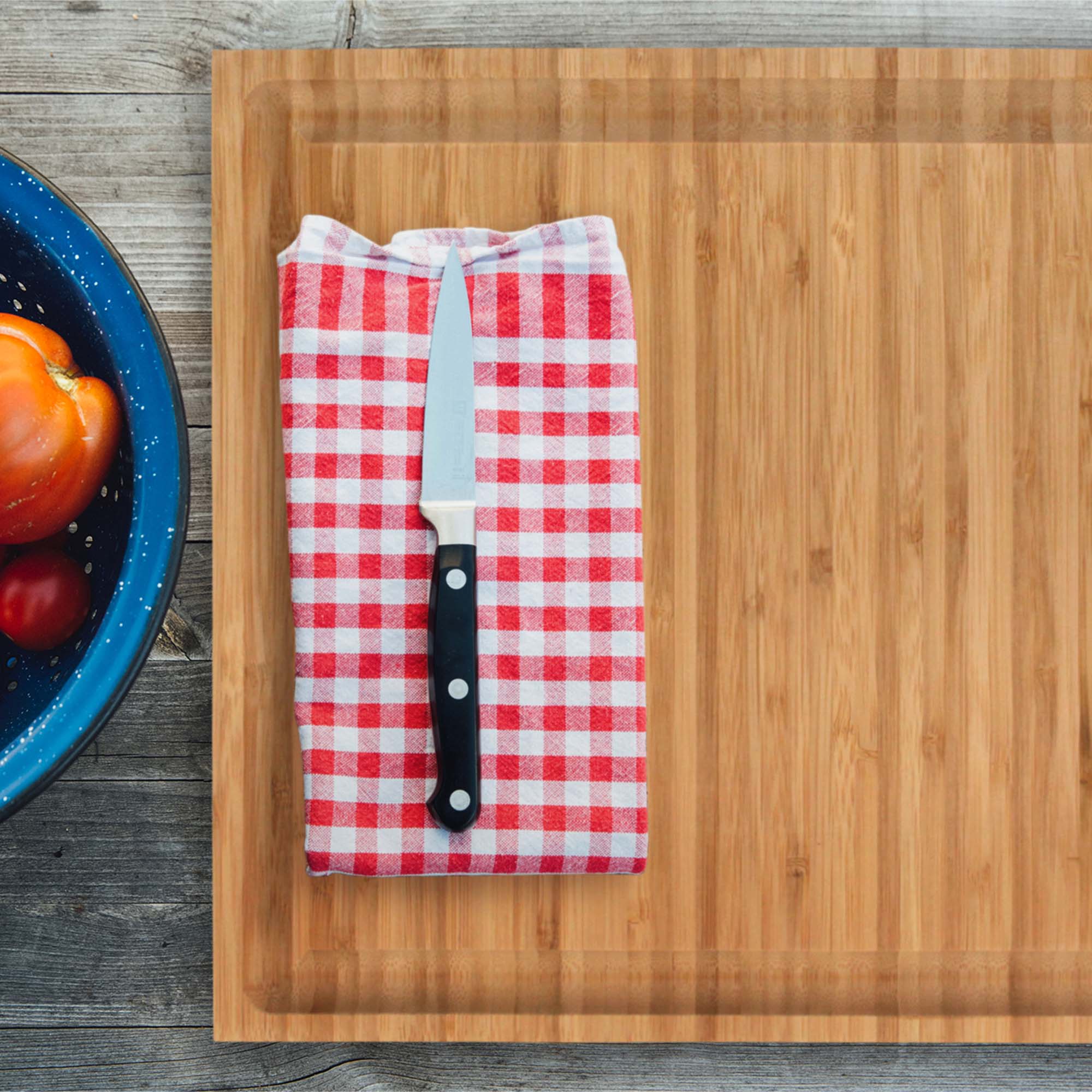 Grooved Square Bamboo Cutting Board 11" x 11" x 0.75"
