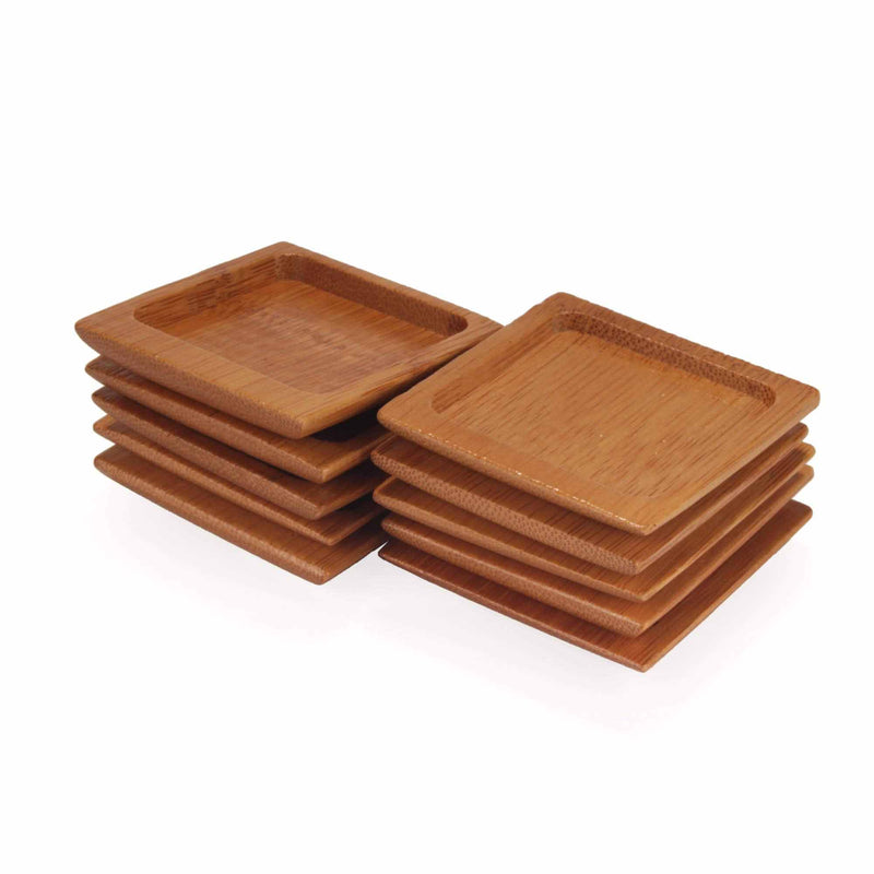 Small Solid Bamboo Dishes - 2.4 inch x 2.4 inch - Deep Square