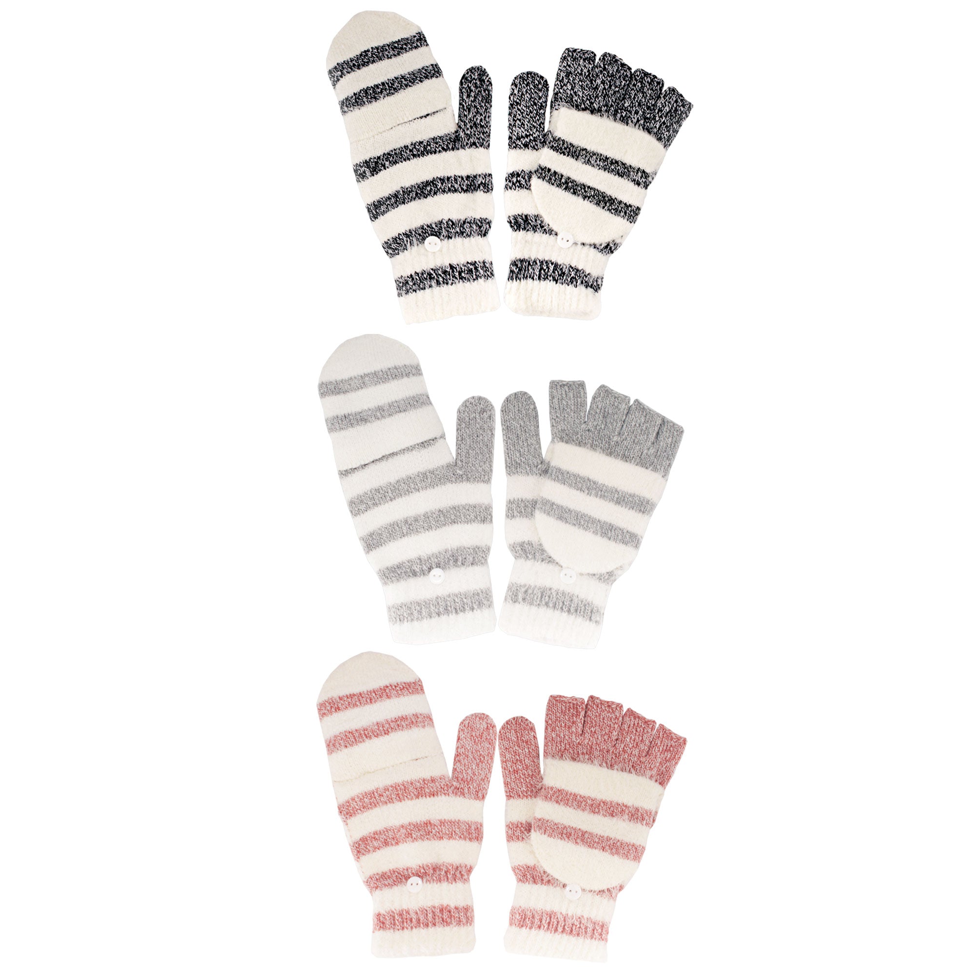 stripes fuzzy mitten fingerless
