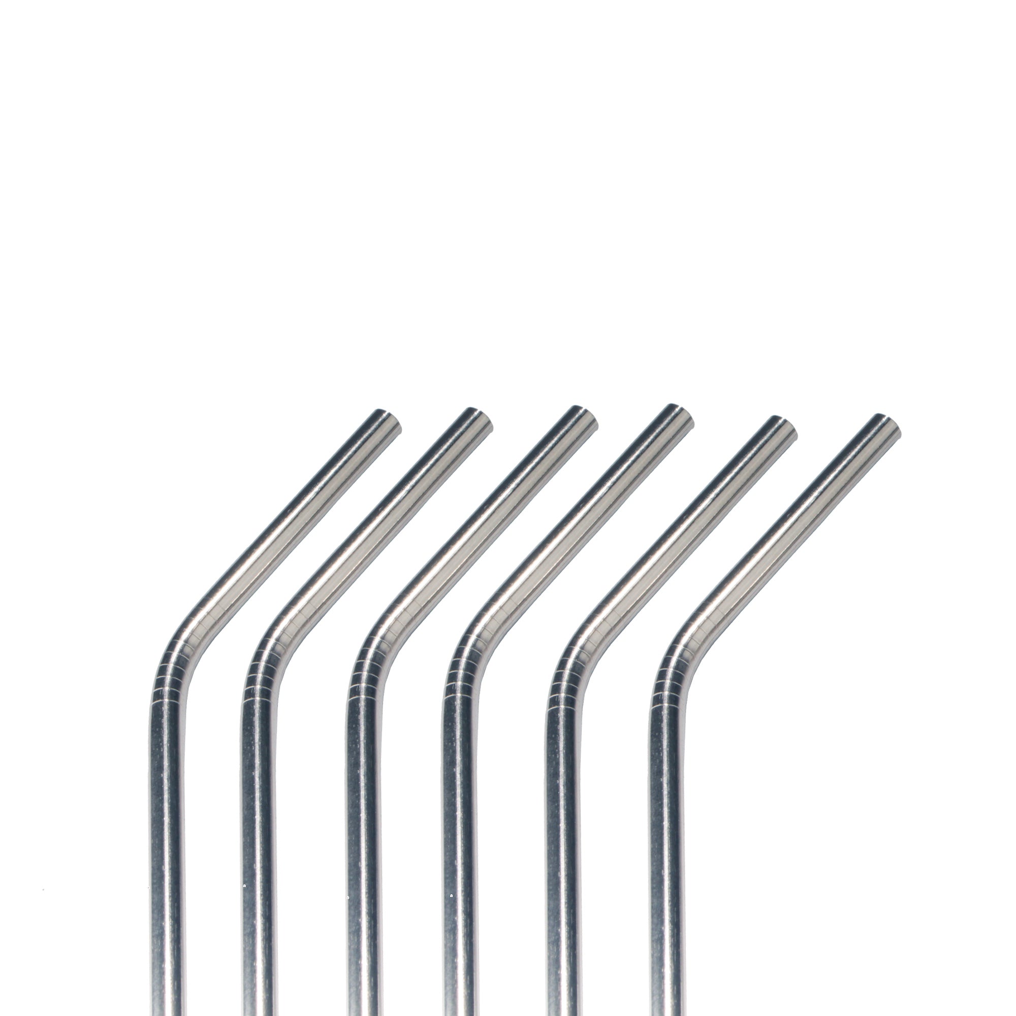metal drinking straws bent close up