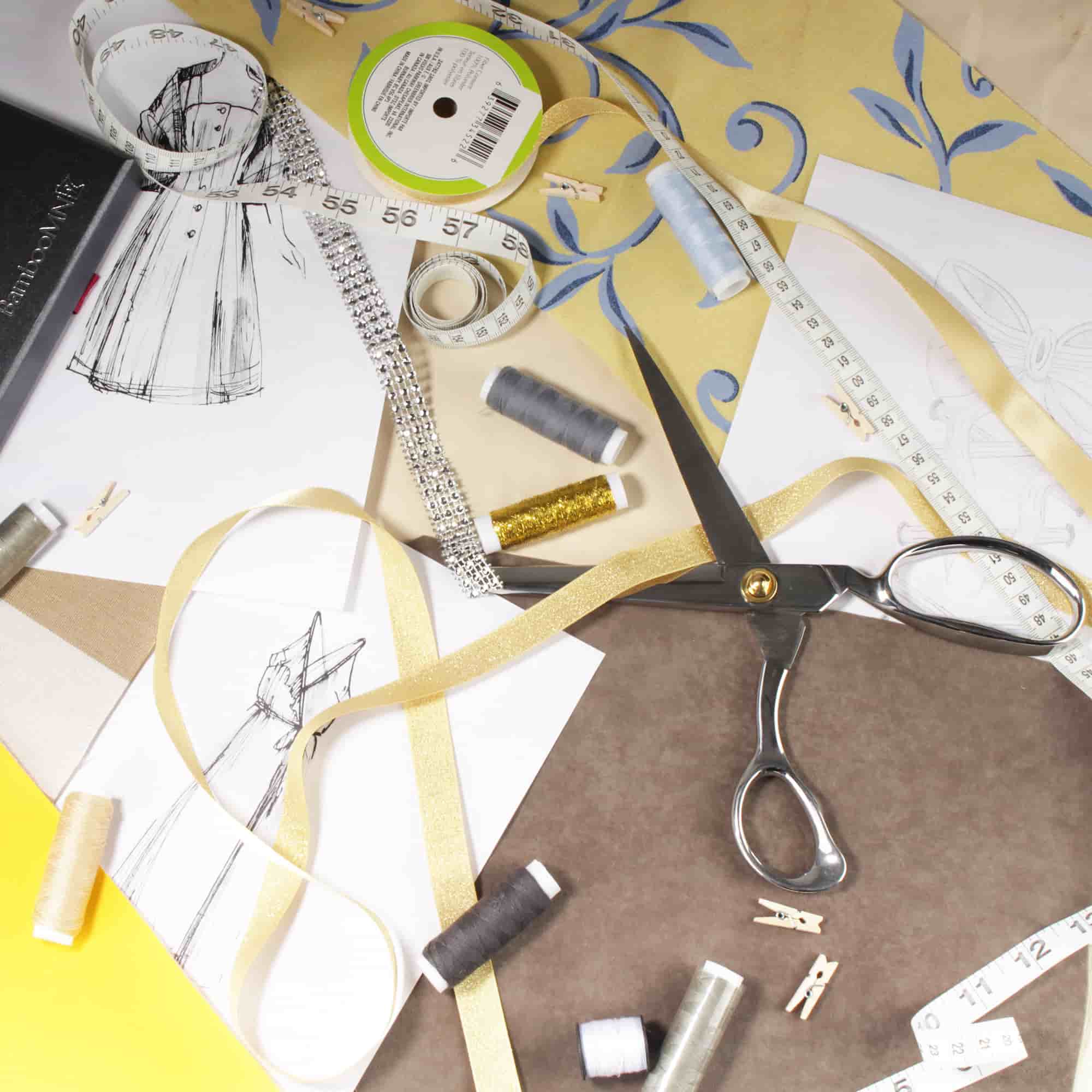 dress design with fabric scissors